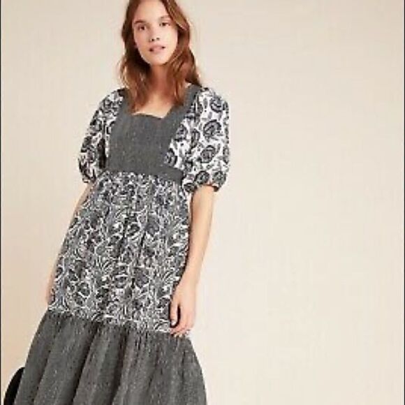 Anthropology ADRIENNE Flounced MIDI Dress - Picture 1 of 10